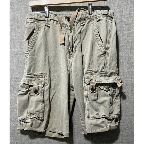 No Boundries Cargo Shorts Men's 30 Khaki Baggy Streetwear Distressed - Picture 1 of 9